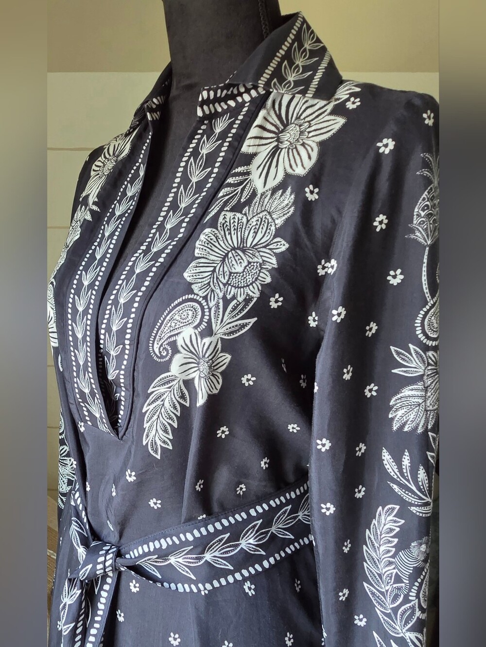 FARM Rio Black Floral Paisley Bloom Cotton Blend Maxi Dress Small Western Boho - Picture 5 of 13